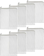Pawfly 8 Pack Aquarium Filter Media Bags, Fish Tank Fine Mesh Bag with Plastic Zipper Aquarium Reusable Mesh Bag for Activated Carbon Bio Filter Balls Filter Stones Ceramic Rings, White, 7.9" x 5.9"