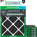 Filterbuy 18x25x1 Air Filter MERV 10 Odor & Allergy Defense with Activated Carbon (6-Pack), Electrostatic Pleated HVAC AC Furnace Filters Replacement, Made in USA (Actual Size: 17.50 x 24.50 x 0.75)