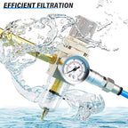 TAILONZ PNEUMATIC 1/4 Inch NPT Air Filter Pressure Regulator Combo Piggyback, Air Tool Compressor Filter with Gauge AW2000-02