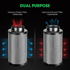 VIVOSUN 6 Inch Air Carbon Filter Smelliness Control with Australia Virgin Charcoal for Inline Fan, Grow Tent Smelliniss Scrubber, Pre-Filter Included, Reversible Flange 6"x 16", Black