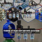 3 Stage Air Dryer 1/4" NPT,Air Dryer System Air Compressor Filter Dryer,5 &0.5 &0.01 Micron Filter Cartridge,Semi-Auto Drain, Metal Bracket-Blue