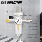 1/4" NPT Air Drying System, 5 Micron Air Line Filter with 150 PSI Gauge and Valve Shut Off Switch for Plasma Cutter and Paint Spray, Manual Drain