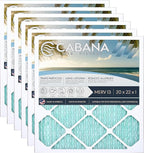 Cabana Filters 6-Pack 20x22x1 MERV 13 AC Furnace Air Filter for Home and Office - Indoor HVAC System Filtration Replacement, Captures Unwanted Particles