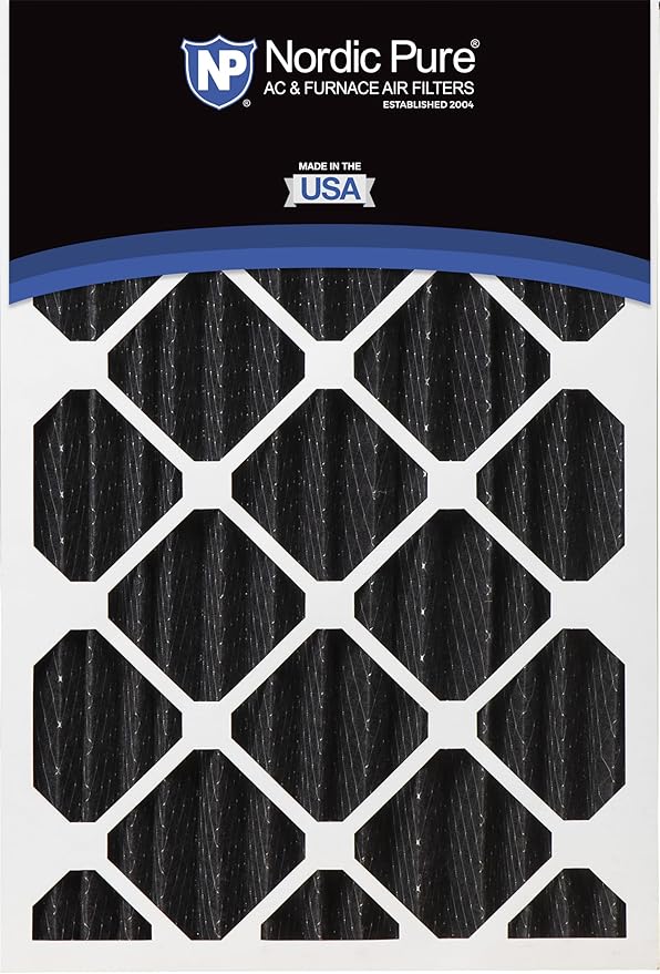 Nordic Pure 16x24x4 (Actual Size: 15 3/8 x 23 3/8 x 3 5/8) Pure Carbon Pleated Odor Reduction Merv 8 Furnace Filters 6 Pack