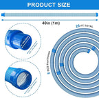 Poolvio Pool Vacuum Hose 26 Feet (8 x 40 Inch), 1.5 Inch Cuffs, Compatible with Most Inground Automatic Cleaners