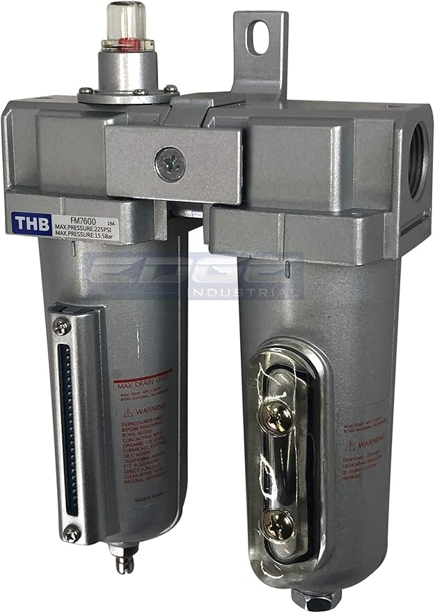 INDUSTRIAL GRADE 3/4" NPT, IN-LINE COALESCING FILTER & DESICCANT AIR DRYER COMBINATION WITH METAL BOWLS FOR SPRAY GUN EQUIPMENT PAINT BOOTH COMPRESSOR, PLASMA CUTTER (Manual Drain)