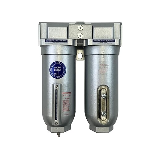 1" NPT Industrial (2-Stage) Coalescing Filter Removes Oil, Moisture Vapor Aerosols and in Line Desiccant Bead Air Dryer for Compressed Air Lines