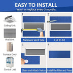Reusable Air Filter 20x30,Washable Cut to Fit Furnace Filters,MERV 6 Replacement Filter for HVAC, RV, Washable Replacement Air Conditioner Filters, 24 PCs Hooks(Actual 20x30x0.7 in.)