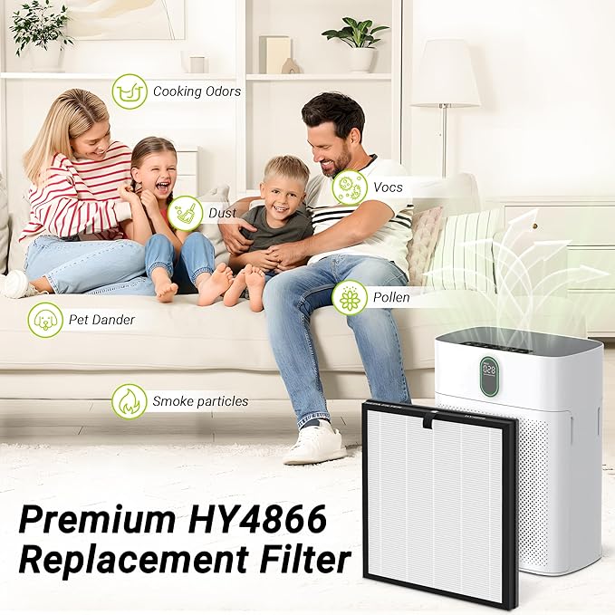 HY4866 Premium Replacement Filter Compatible with Morento HY4866, HEAPETS P358, Westhey HY4866 and YIOU M1 Air Cleaner Purifier, 2 Packs