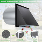 7 Inch Hooded Wall Vent with Mesh and Damper, 7'' Exhaust Vent Cover Cap for Kitchen Range Hood/Dryer/Laundry/Bathroom Exhaust Fan,Outside Wall Vent Hood Exterior Duct Vent Cap-Galvanized Steel,Black