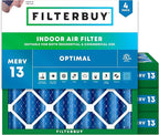 Filterbuy 14x14x4 Air Filter MERV 13 Optimal Smoke & Allergy Defense (4-Pack), Electrostatic Pleated HVAC AC Furnace Filters Replacement, Made in USA (Actual Size: 13.50 x 13.50 x 3.63)