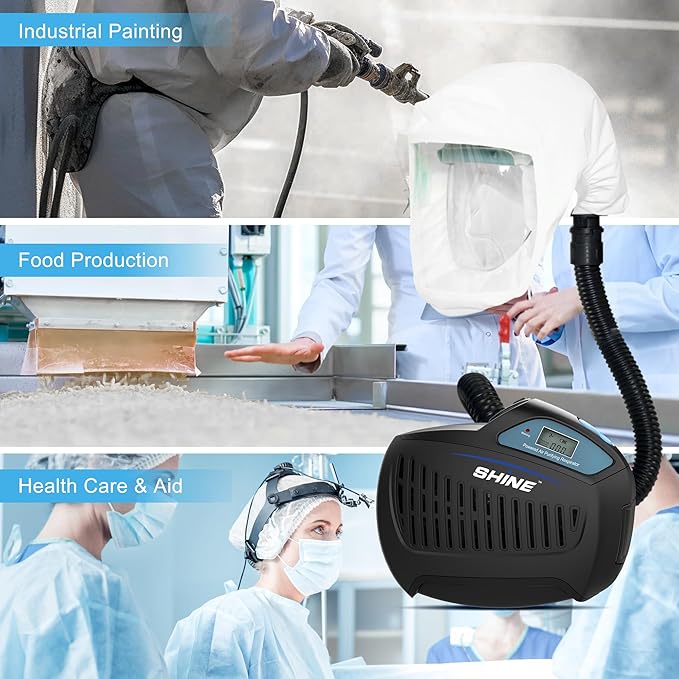 SHINE Air Purifying Respirator,Approved 3 Levels Airflow Control, High-efficiency Li-ion Battery PAPR Kit (P-SH200)
