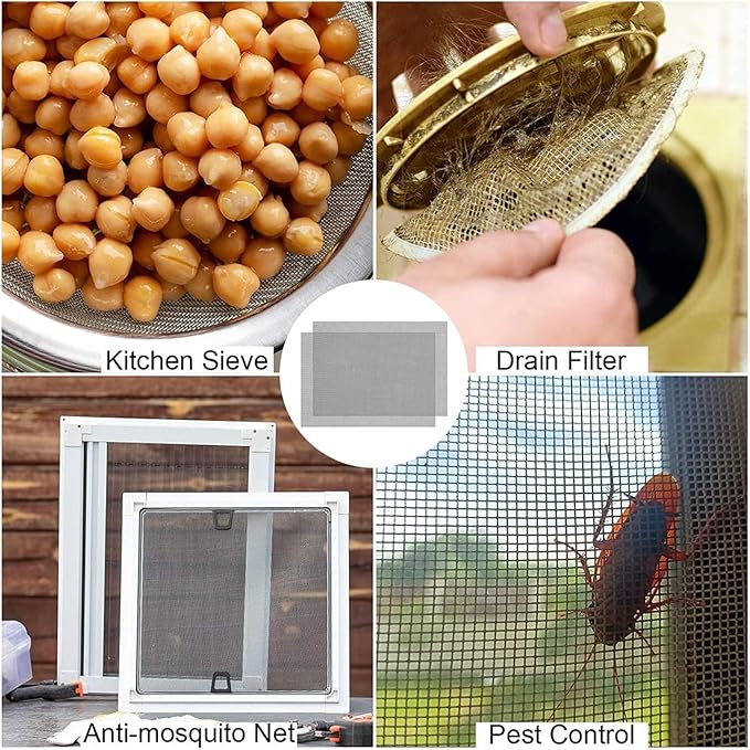 Stainless Steel Woven Wire Mesh 304 Stainless Steel Insect Screen Mesh, 20 Mesh 120 Mesh Air Vent Mesh Metal Woven Wire Mesh for Vent, Filter, Window & Garden