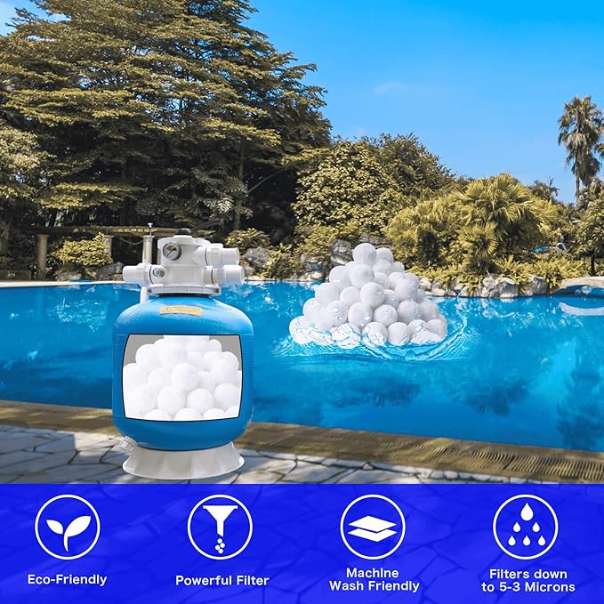1.54 lbs Pool Filter Balls for Sand Filter, Eco-Friendly Reusable Pool Fiber Filter Balls Replace Pool Filter Sand, Pool Filter Media Balls for Swimming Pool (Equals 50 lbs Pool Filter Sand)
