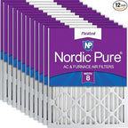 Nordic Pure 16x20x2 (Actual Size: 15 1/2 x 19 1/2 x 1 3/4) Pleated MERV 8 Air Filters 12 Pack