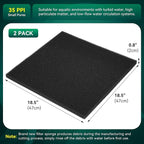 Borlech Aquarium Bio Filter Sponge Pad - Cut-to-Size Aquarium Filter Media for Fish Tank, Pond, Sump - Mechanical & Biological Filtration (18.5"x18.5"x0.8", 35PPI, 2 Pack)