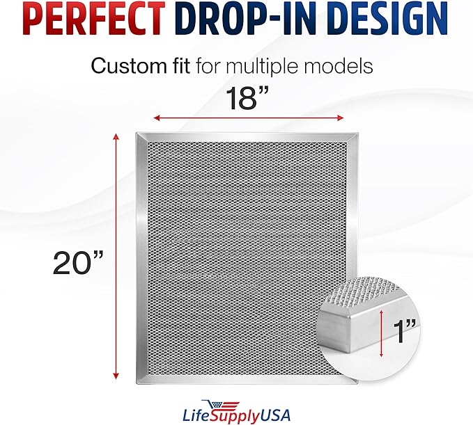 18x20x1 Electrostatic Air Filter, MERV 8, Washable, Reusable Furnace AC/HVAC Filter, Energy Saving, Easy to Clean, Long-Lasting by LifeSupplyUSA