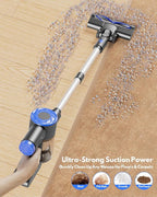 Cordless Vacuum Cleaner, Power Suction Stick Vacuum Cleaners with 2200 mAh Battery,8-in-1 Lightweight Self-Standing, 35 Mins Runtime for Home Hard Floor Low-Pile Carpet Pet Hair