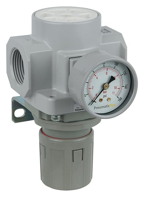 PneumaticPlus SAR600-N10BG Compressed Air Pressure Regulator 1" NPT - Bracket, Gauge…