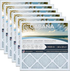 Cabana Filters 6-Pack 24x24x1 MERV 8 AC Furnace Air Filter for Home and Office - Indoor HVAC System Filtration Replacement, Captures Unwanted Particles