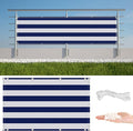 Privacy Screen 3.9' x 26.2' UV-Protection Wind-Resistant Patio Privacy Screens for Balcony, Included Cable Ties for Decks, Patios, Backyards, Outdoor Pools, Porches, Railings, Blue Stripes