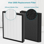 Vital 200S Replacement Filter Compatible for LEVOIT Vital 200S&Vital 200S-P, 3 in 1 Filtration, Particle Dust Pet Dander Filter&Smoke Smell Odor Activated Carbon Filter, Vital 200S-RF, 2Pack, White