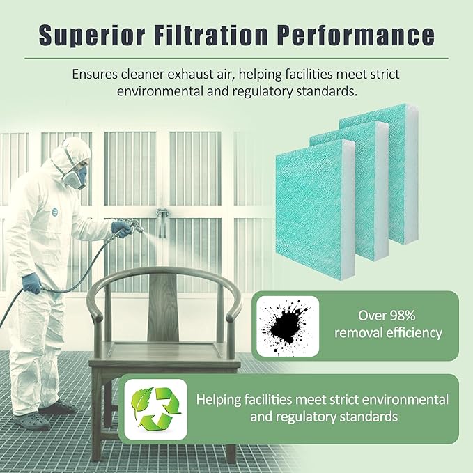 Spray Booth Air Filter Fiberglass Exhaust Green in Paint Booth 15g Green (20" x 25"(100/case))