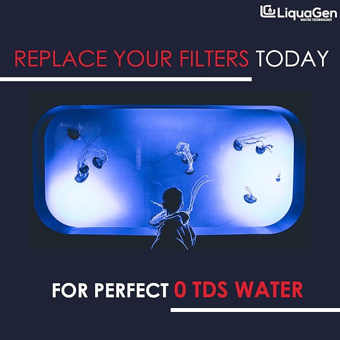 LiquaGen - Yearly Replacement Kit for 6 Stage Universal Reverse Osmosis Deionization (RODI) Systems | Reverse Osmosis Water Purifier Filter Set for Aquarium Reef, Hydroponics, Fish tank's & More