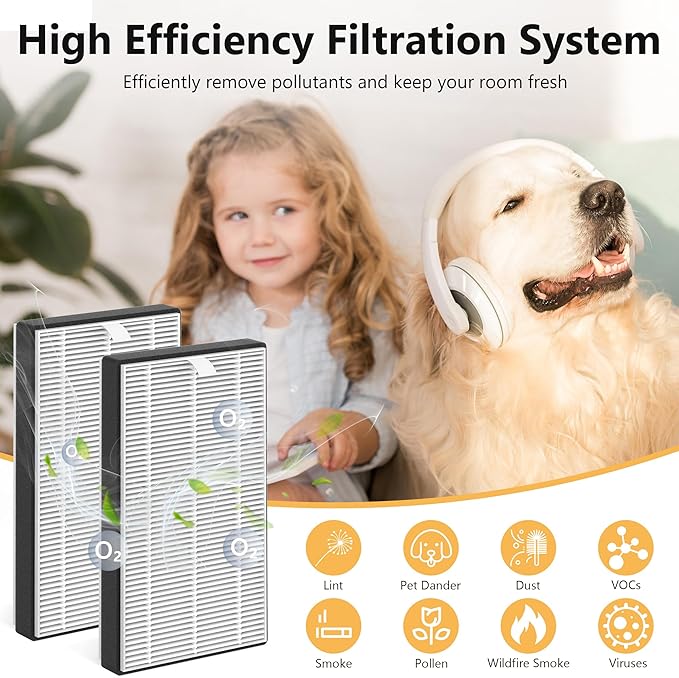 2 Packs F1 Replacement Air Filter Compatible with 3M Filtrete FAP-C01-F1, FAP-T02-F1, FAP-C01BA-G1, FAP-T02WA-G1, FAP-ST02W and FAP-ST02N Room Air Purifi-er