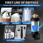 iSpring WSP50J Reusable Whole House Spin-Down Sediment Water Filter, Upgraded Jumbo Size, Large Capacity, 50-Micron Flushable Prefilter Filtration, 1" MNPT + 3/4" FNPT, Lead-Free Brass