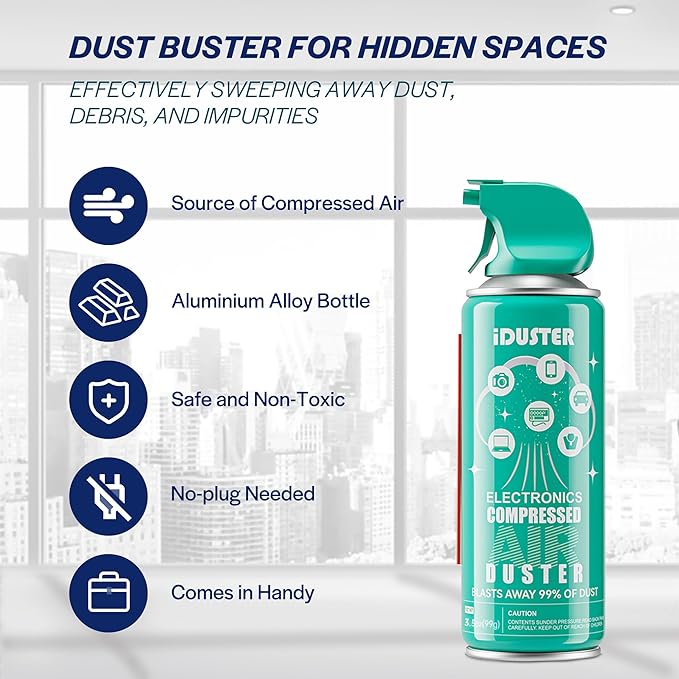 Disposable Compressed Air Duster, 3.5 oz Computer Cleaner, Keyboard Cleaner, 2 PCS