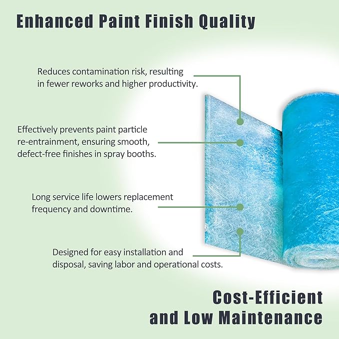 Fiberglass Paint Booth Filter Roll for Spray Booth 18-Gram Blue 200ft (25" x 200ft)
