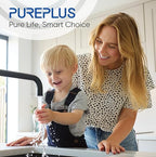 PUREPLUS 2-Stage Whole House Water Filtration System, Reduces Chlorine, Odor, Heavy Metals & Rust, 10"x4.5" Clear Housing, 1" Inlet/Outlet, PP Grooved Sediment&KDF Carbon Filters, With Pressure Gauges
