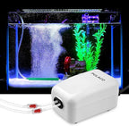 PULACO Dual Outlet Aquarium Air Pump, Quiet Oxygen Pump with Accessories for 10 to 100 Gallon