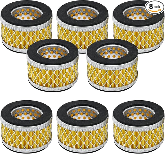 8 Pcs Air Compressor Filter Intake Paper Filter Elements 2.6 x 1.6 Inches Piston Type Air Replacement Filter Element Yellow Air Compressor Accessories