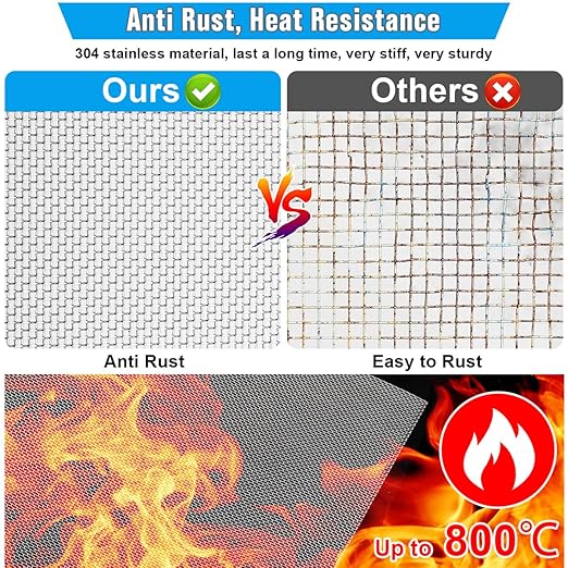 3PACK 20 Steel Mesh Screen 11”X11”(280mmX280mm), Woven Wire 304 - Never Rust 1mm Hole Keep Rodent Out or Make Any Shapes by Valchoose