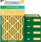Filterbuy 14x25x4 Air Filter MERV 11 Superior Pet & Allergy Defense (5-Pack), Electrostatic Pleated HVAC AC Furnace Filters Replacement, Made in USA (Actual Size: 13.88 x 24.88 x 3.63)