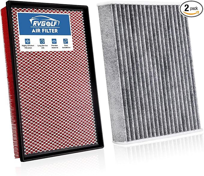 Engine+Cabin Air Filters Fit for RAM 1500 2016-2018 (5.7L), RAM 1500 Classic 2019-2020 (3.6L/5.7L), RAM 2500 2016-2018 (5.7L) Engine Air Filter Replace Air Filter Accessories# CF11671 CA9401