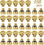 KUWAN 0.016" Orifice (0.4mm) Thread UNC 10/24 Brass Misting Nozzles Low Pressure Atomizing Misting Sprayer Water Hose Nozzle for Greenhouse, Landscaping, Outdoor Cooling Mister System (150PCS)