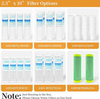 Geekpure 10-Inch Whole House Slim Water Filter Housing for 2.5" x 10" Filter - 3/4" NPT Brass Port - with Air Relief Valve-Blue-Pack of 3