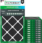 Filterbuy 12x30x1 Air Filter MERV 10 Odor & Allergy Defense with Activated Carbon (12-Pack), Electrostatic Pleated HVAC AC Furnace Filters Replacement, Made in USA (Actual Size: 11.88 x 29.88 x 0.75)