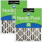 Nordic Pure 20x25x4 (Actual Size: 19 1/2 x 24 1/2 x 3 5/8) Pleated Air Filters MERV 13 Plus Carbon 2 Pack
