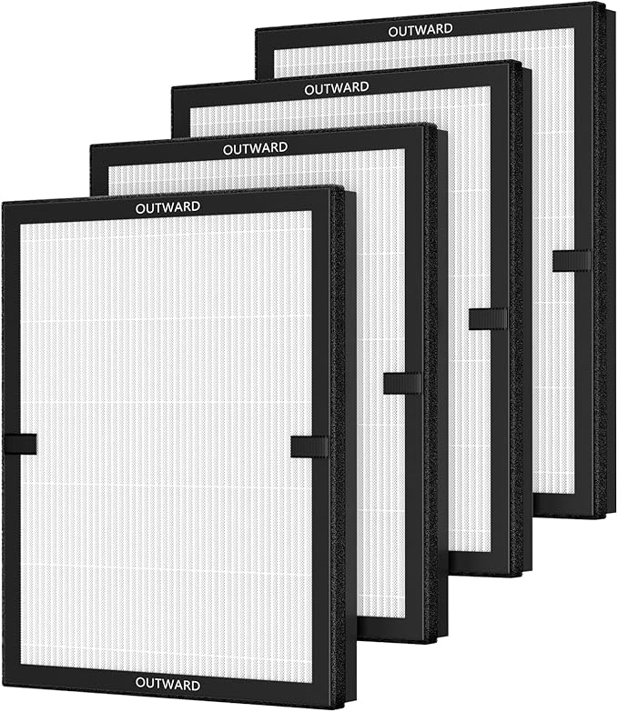4 Pack E-200 HEPA Air Filter Compatible with LUNINO E-200 Air Purifier Filter Replacement 3 Stage Strong and Efficient Filtration For LUNINO Home Large Room up to 1740sq.ft