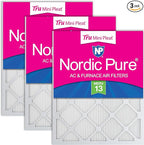 Nordic Pure 14x20x1 (Actual Size: 13 1/2 x 19 1/2 x 3/4) Tru Mini Pleat MERV 13 AC Furnace Air Filters – 2.5X More Media for Longer-Lasting, High-Efficiency Filtration - 3 Pack
