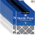Nordic Pure 12x25x1 (Actual Size: 11 3/4 x 24 3/4 x 3/4) Furnace Air Filters MERV 12 Pleated Plus Carbon 24 Pack