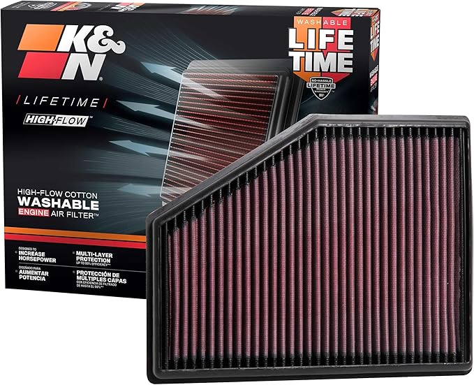 K&N High-Flow Original Lifetime Engine Air Filter: Increase Power: Premium, Washable: Compatible with 2015-2024 BMW: (See Product Description for Select Models) 33-3079