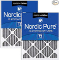 Nordic Pure 24x30x1 (Actual Size: 23 1/2 x 29 1/2 x 3/4) Furnace Air Filters MERV 12 Pleated Plus Carbon 2 Pack
