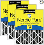 Nordic Pure 20x20x2 (19 1/2 x 19 1/2 x 1 3/4) Furnace Air Filters MERV 10 Pleated Plus Carbon 3 Pack