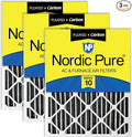 Nordic Pure 16x20x2 (Actual Size: 15 1/2 x 19 1/2 x 1 3/4) Furnace Air Filters MERV 10 Pleated Plus Carbon 3 Pack