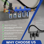 1/4'' NPT 5 Stage Air Drying System,Air Compressor Dryer System,5 &0.5 &0.01 Micron Filter Cartridge,Double Desiccant Dryers & Air Regulator,Metal Bowl, Semi-Auto Drain,Industrial Grade-Blue